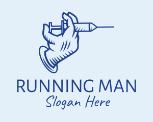 Blue Syringe Hand  Logo