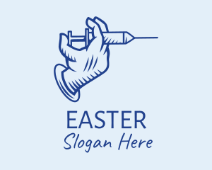 Medical Center - Blue Syringe Hand logo design