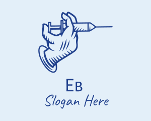 Clinic - Blue Syringe Hand logo design