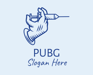 Health - Blue Syringe Hand logo design