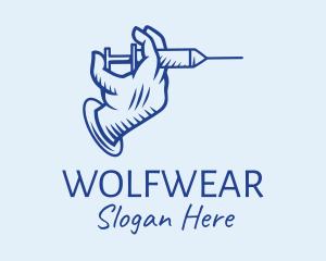 Physician - Blue Syringe Hand logo design