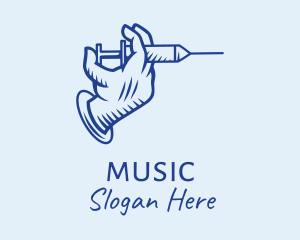 Pharmacy - Blue Syringe Hand logo design