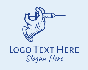 Blue Syringe Hand  Logo