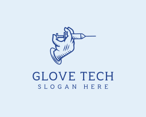 Blue Syringe Hand  logo design