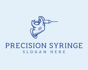 Blue Syringe Hand  logo design