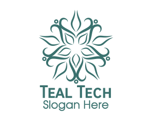Teal Flower Pattern logo design