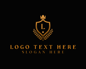 Gold - Royal Crown Shield Crest logo design
