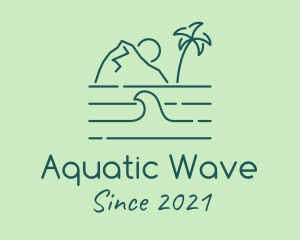 Tropical Island Ocean Wave logo design