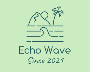 Tropical Island Ocean Wave logo design