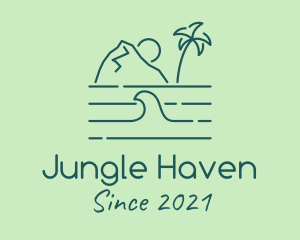 Tropical Island Ocean Wave logo design