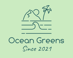 Tropical Island Ocean Wave logo design