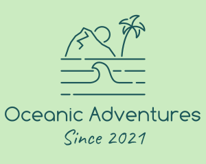 Tropical Island Ocean Wave logo design