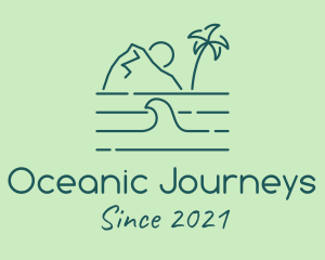 Tropical Island Ocean Wave logo design