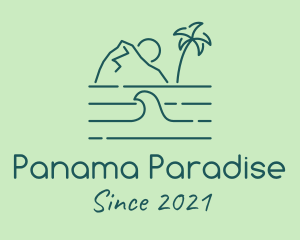 Tropical Island Ocean Wave logo design