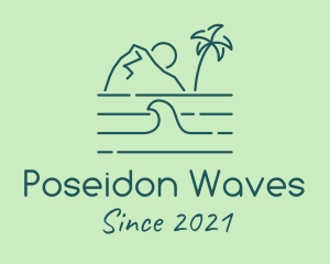 Tropical Island Ocean Wave logo design