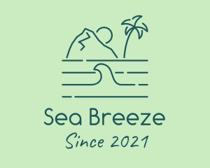 Tropical Island Ocean Wave logo design