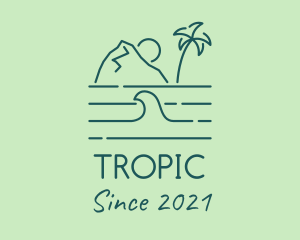 Tropical Island Ocean Wave logo design