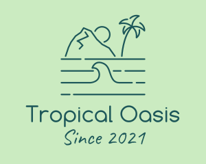 Tropical Island Ocean Wave logo design