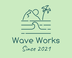 Tropical Island Ocean Wave logo design