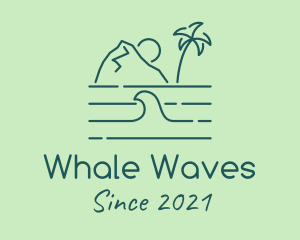 Tropical Island Ocean Wave logo design