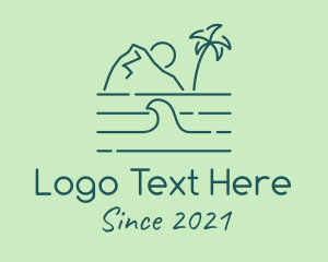 Linear - Tropical Island Ocean Wave logo design