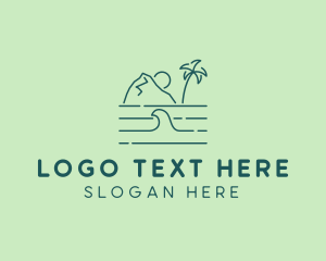 Tropical Island Ocean Wave logo design