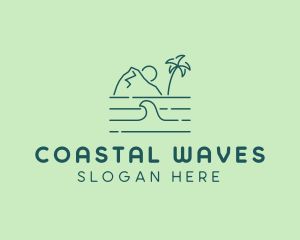 Tropical Island Ocean Wave logo design