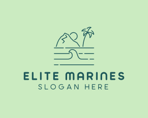 Tropical Island Ocean Wave logo design