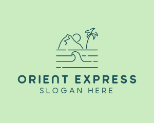 Tropical Island Ocean Wave logo design