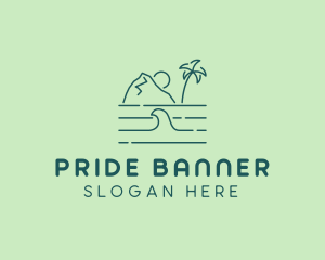 Tropical Island Ocean Wave logo design