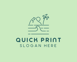 Tropical Island Ocean Wave logo design