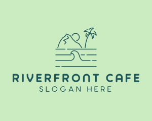 Tropical Island Ocean Wave logo design