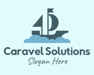 Caravel - Sail Boat Cloud logo design