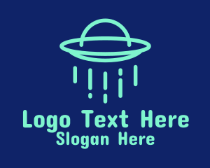 Spacecraft - Green Alien Spaceship logo design