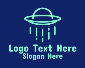 Extraterrestrial - Green Alien Spaceship logo design