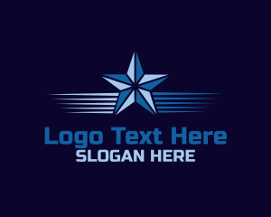 Blue Star - Geometric Star Line logo design