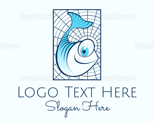 Blue Fish Cartoon Logo