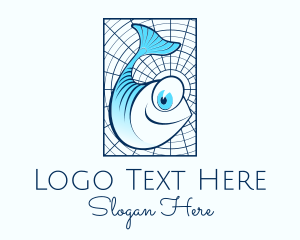 Fishes - Blue Fish Cartoon logo design