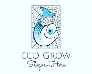 Blue Fish Cartoon logo design