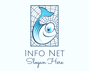 Blue Fish Cartoon logo design