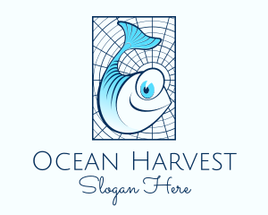 Blue Fish Cartoon logo design