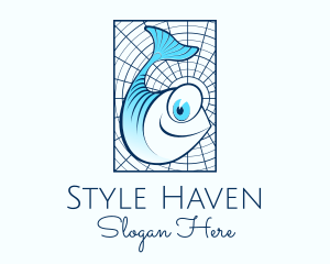 Cartoon - Blue Fish Cartoon logo design