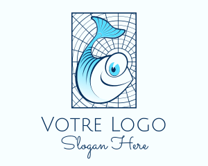 Fishing - Blue Fish Cartoon logo design