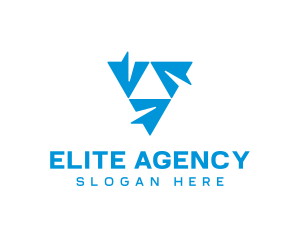 Online - Blue Triangular Arrows logo design