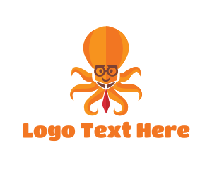 Creature - Orange Octopus Necktie logo design