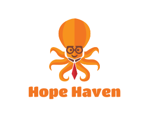 Buffet - Orange Octopus Necktie logo design