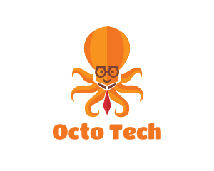 Orange Octopus Necktie logo design