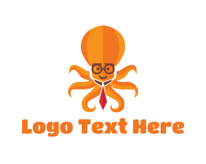 Specs - Orange Octopus Necktie logo design