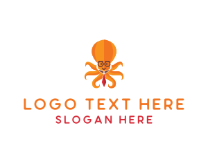 Cute - Orange Octopus Necktie logo design