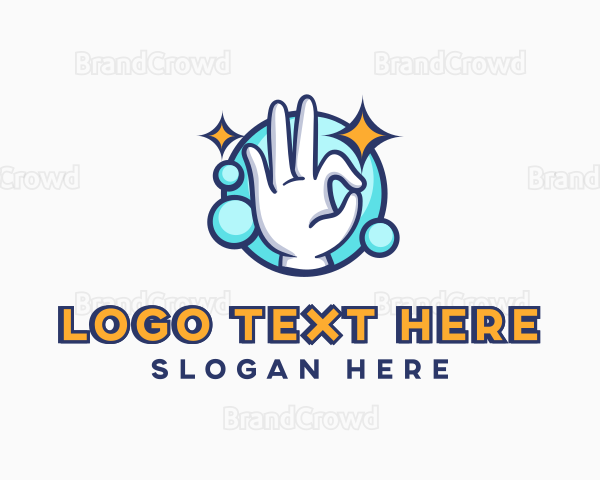 Hand Okay Sign Bubbles Logo